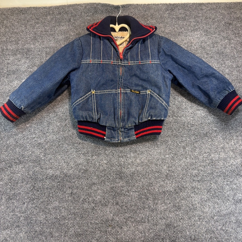 Vintage 70s/80s Dijon Apparel Sherpa Lined Denim Bomber Jacket Toddler 3T